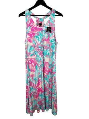 Ellen Tracy Tropical Leaf Sleeveless Nightgown Size X-Large Rayon